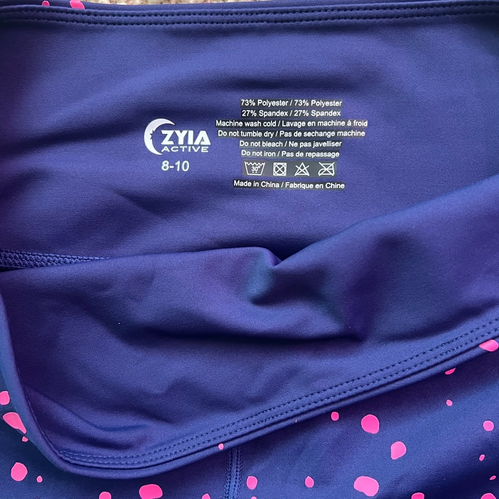 ZYIA Hot Pink Tank with Navy Leggings and Pink Speckle - Picture 3 of 6